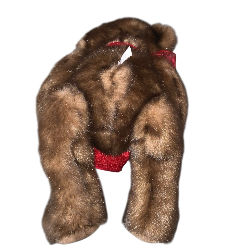 GUND Zales Holiday Brown Teddy Bear 16" Plush With Red Velvet Gift Box Ribbon - Picture 4 of 6